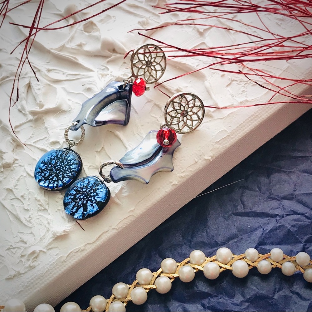 Mother of Pearl & Glass Bead Earrings